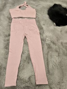 SHEIN Light Pink Ribbed Women's Leggings